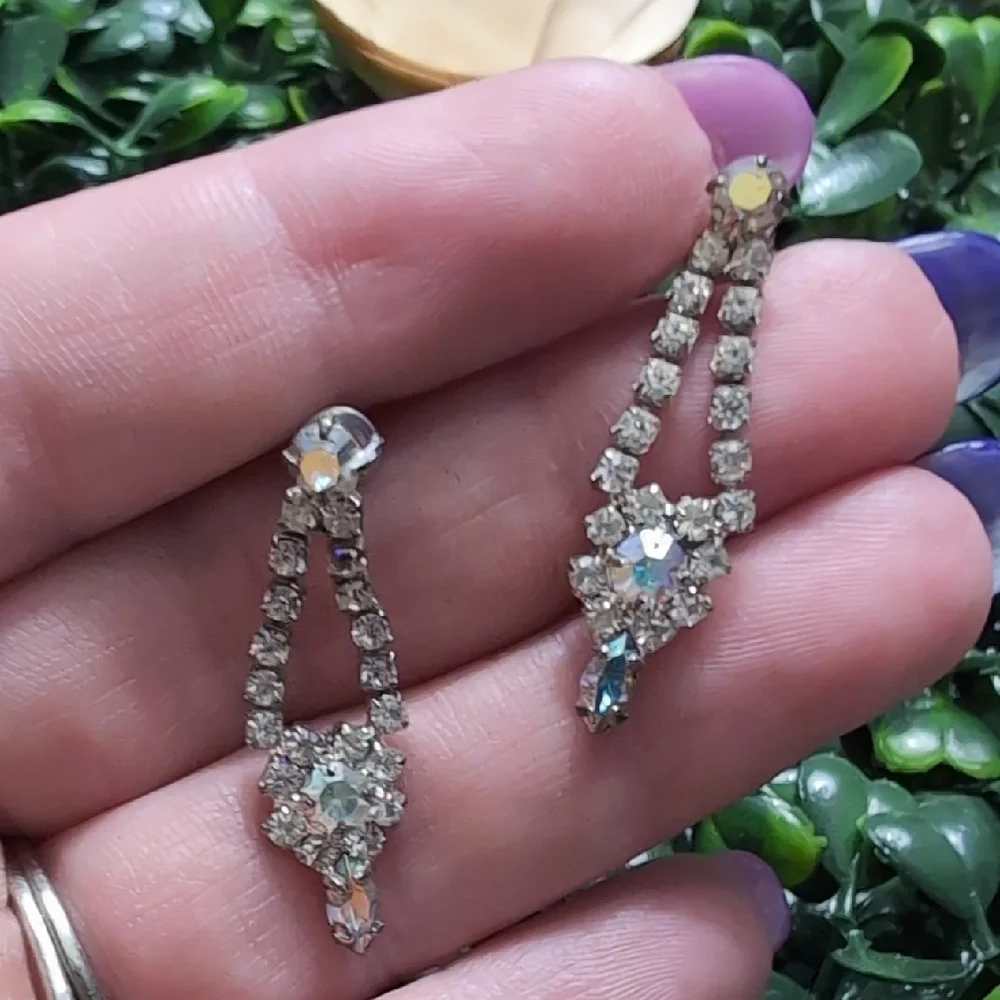 Elegant Silver and Drop Earrings with AB Crystals - Picture 8 of 9